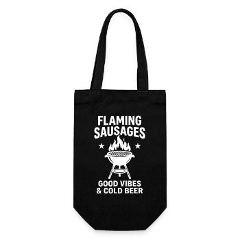 Flaming Sausages G Vibes and Cold Beer BBQ - Geschenkbeutel für Flaschen - Schwarz - Vorne