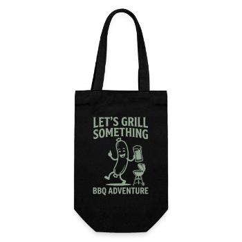 Lets Grill Something BBQ Adventure - Geschenkbeutel für Flaschen - Schwarz - Vorne