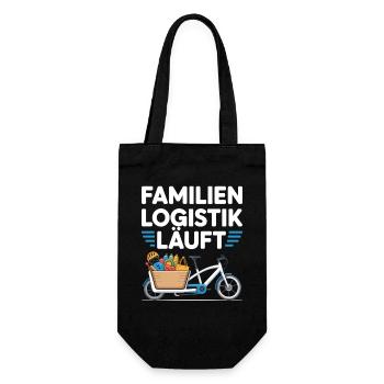 Familienlogistik Läuft Lastenrad - Geschenkbeutel für Flaschen - Schwarz - Vorne