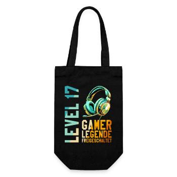 17. Geburtstag Junge Mädchen Gaming Level 17 Jahre - Geschenkbeutel für Flaschen - Schwarz - Vorne
