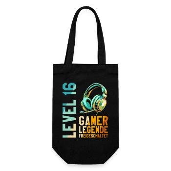 16. Geburtstag Junge Mädchen Gaming Level 16 Jahre - Geschenkbeutel für Flaschen - Schwarz - Vorne