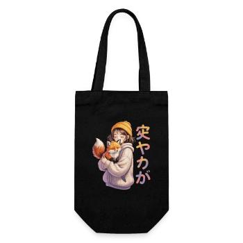  Odayaka 穏やか Anime Mädchen Mit Fuchs Kawaii - Geschenkbeutel für Flaschen - Schwarz - Vorne