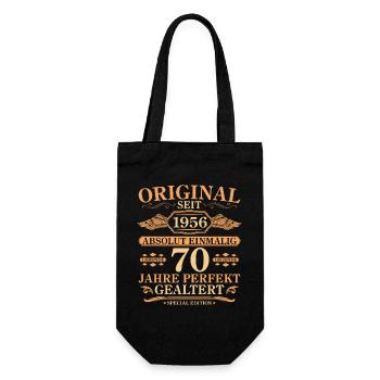 Original seit 1956 Baujahr 70. Geburtstag - Geschenkbeutel für Flaschen - Schwarz - Vorne