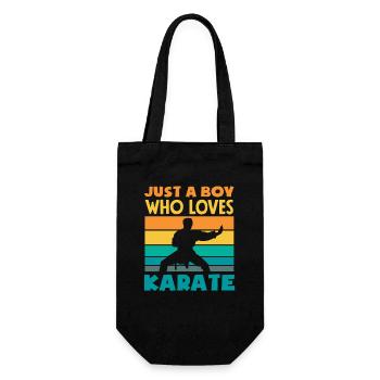 Nur ein Junge der Karate liebt Retro Kampfsport - Geschenkbeutel für Flaschen - Schwarz - Vorne