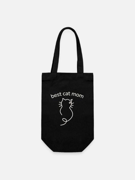 Meilleure maman de chat minimaliste Silhouette - Sac à bouteille - noir