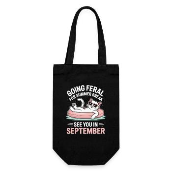 Funny Cat Summer Break Going Feral Teacher - Gift Bag for Bottles - black - Front