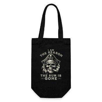 Funny Pirate Skull I Am The Reason The Rum Is Gone - Geschenkbeutel für Flaschen - Schwarz - Vorne