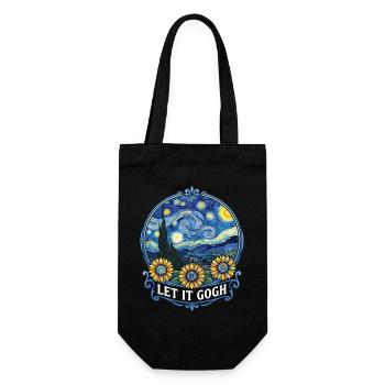 Let it Gogh Funny Vincent Van Gogh Starry Night - Gift Bag for Bottles - black - Front