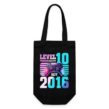 10. Geburtstag Junge Mädchen 2016 Gaming Level 10 - Geschenkbeutel für Flaschen - Schwarz - Vorne