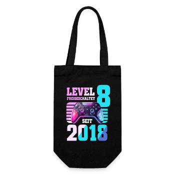 8. Geburtstag Junge Mädchen 2018 Gaming Level 8 - Geschenkbeutel für Flaschen - Schwarz - Vorne