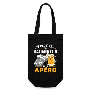Je Peux Pas J’Ai Badminton Puis Apéro - Sac à bouteille - noir - Devant