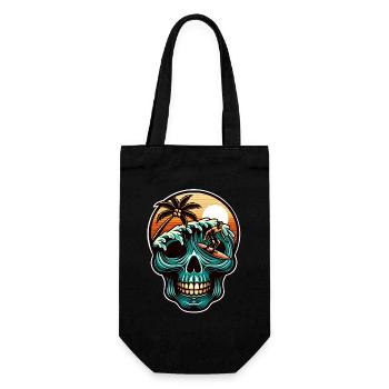 Surfing Skull - Geschenkbeutel für Flaschen - Schwarz - Vorne