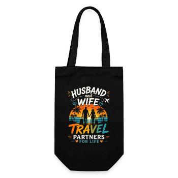 Husband and Wife Travel Partners - Geschenkbeutel für Flaschen - Schwarz - Vorne