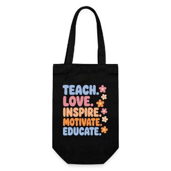 Lehrerin Teach Love Inspire Shirt - Geschenkbeutel für Flaschen - Schwarz - Vorne