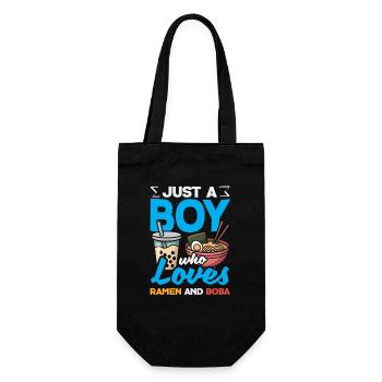 Boy Loves Ramen And Boba Anime Style - Gift Bag for Bottles - black - Front