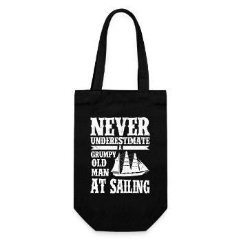 Never Underestimate Old Man At Sailing Sailor Sail - Geschenkbeutel für Flaschen - Schwarz - Vorne
