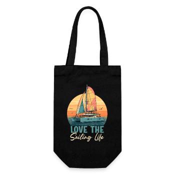 Love The Sailing Life Sailor Sail Captain - Gift Bag for Bottles - black - Front