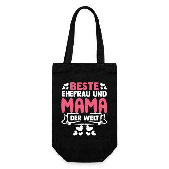 Beste Ehefrau Und Mama Der Welt - Geschenkbeutel für Flaschen - Schwarz - Vorne