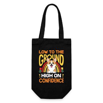 Kurze Beine, Große Einstellung, Corgi - Geschenkbeutel für Flaschen - Schwarz - Vorne