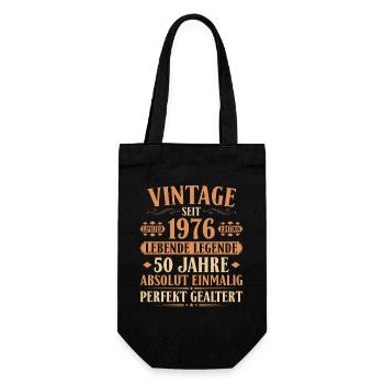 1976 Jahrgang Geburtstag 50 Jahre - Geschenkbeutel für Flaschen - Schwarz - Vorne