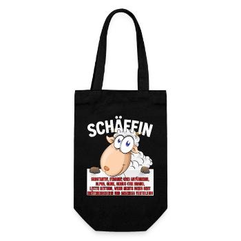 Schäffin - Alpha Schaf mit Sonnenbrille - Geschenkbeutel für Flaschen - Schwarz - Vorne
