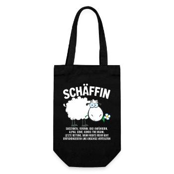 Schäffin - Alpha Schaf mit Sonnenbrille - Geschenkbeutel für Flaschen - Schwarz - Vorne