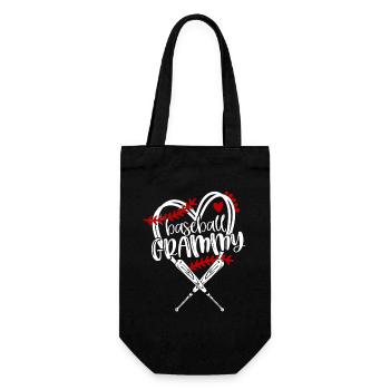 Baseball Grandma Heart Bat Graphic - Gift Bag for Bottles - black - Front