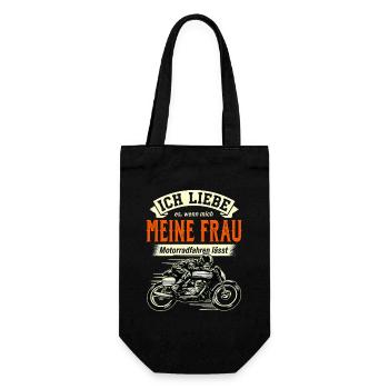 Ich Liebe Meine Frau Motorrad Biker Spruch - Geschenkbeutel für Flaschen - Schwarz - Vorne