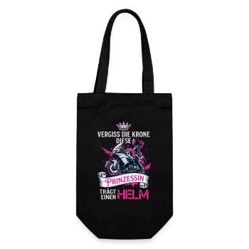 Motorrad Prinzessin Trägt Helm Bikerin - Geschenkbeutel für Flaschen - Schwarz - Vorne