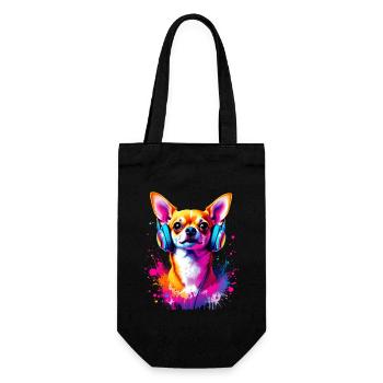 Chihuahua with headphones - Gift Bag for Bottles - black - Front