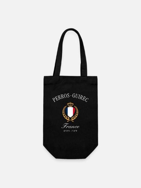 Perros-Guirec Frankreich Wappen – Reise Souvenir - Geschenkbeutel für Flaschen - Schwarz