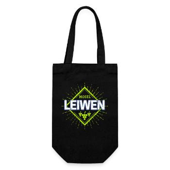 Leiwen an der Mosel Retro Weintrauben Souvenir - Geschenkbeutel für Flaschen - Schwarz - Vorne