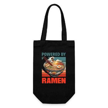 Powered By Ramen Japanische Nudel Bowl - Geschenkbeutel für Flaschen - Schwarz - Vorne