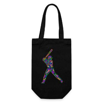 Baseball Spieler Kinder bunter Baseballspieler - Geschenkbeutel für Flaschen - Schwarz - Vorne