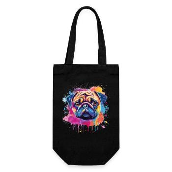 Lebendiges Mops-Splash-Porträt - Geschenkbeutel für Flaschen - Schwarz - Vorne