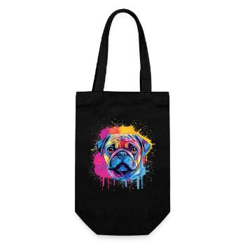 Color Splash Pug Porträt - Geschenkbeutel für Flaschen - Schwarz - Vorne