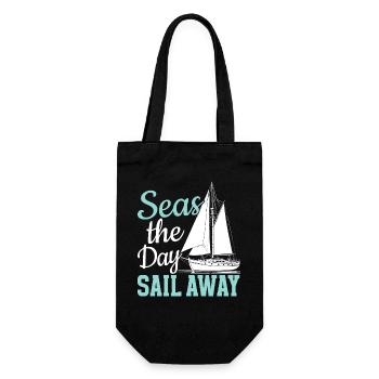 Seas The Day Sail Away Sailor Sail Captain - Geschenkbeutel für Flaschen - Schwarz - Vorne