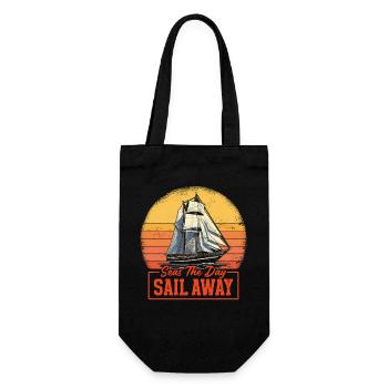 Seas The Day Sail Away Captain Sail Sailor - Geschenkbeutel für Flaschen - Schwarz - Vorne