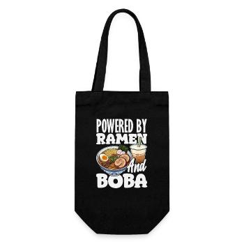 Powered by Ramen and Boba Bubble Tea - Gift Bag for Bottles - black - Front