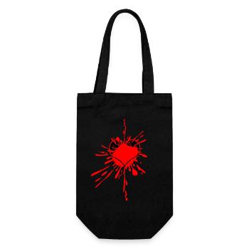 Rotes Herz-Splatterkunst - Geschenkbeutel für Flaschen - Schwarz - Vorne
