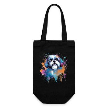 Vibrant Pup Splash Shih Tzu - Gift Bag for Bottles - black - Front