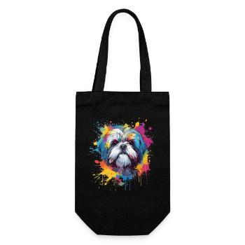 Shih Tzu Dog Colorful Splash Art - Gift Bag for Bottles - black - Front
