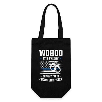 Police Academy Graduate Policewoman Police School - Gift Bag for Bottles - black - Front