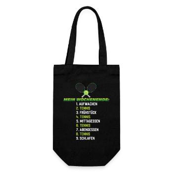 Tennis Wochenendplan – Lustiger Zeitplan - Geschenkbeutel für Flaschen - Schwarz - Vorne