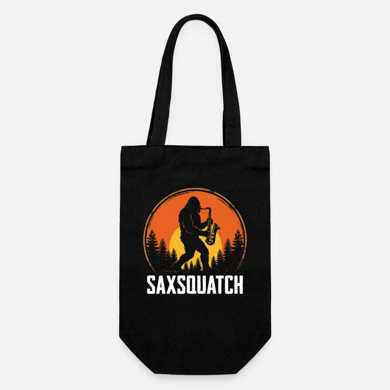 Saxsquatch - Sasquatch Playing Saxophone - Gift Bag for Bottles - black
