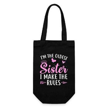 Oldest Sister Rules Pink - Gift Bag for Bottles - black - Front