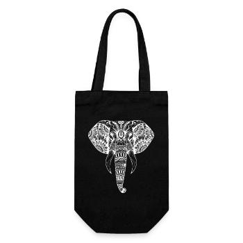 Ornate Elephant Mandala - Gift Bag for Bottles - black - Front