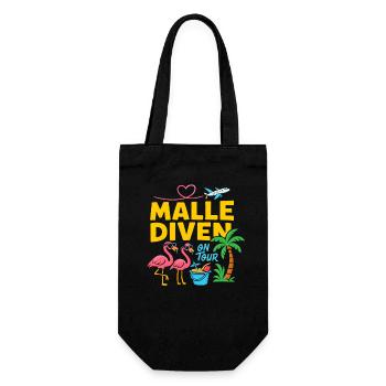 Malle Diven On Tour Damen Flamingo Mallorca Party - Geschenkbeutel für Flaschen - Schwarz - Vorne