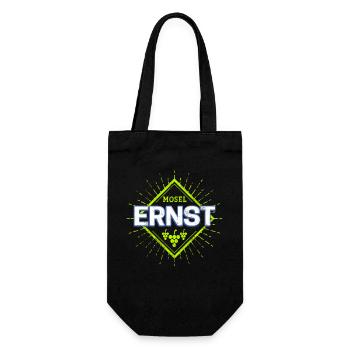 Ernst an der Mosel Retro Weintrauben Reben Design - Geschenkbeutel für Flaschen - Schwarz - Vorne