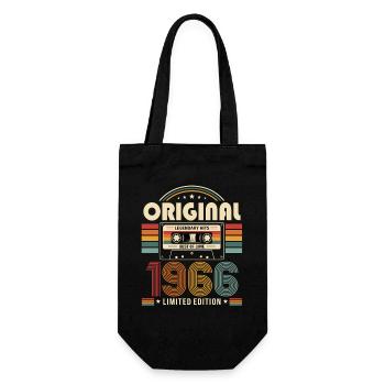 60. Geburtstag Geschenk Vintage Juni Jahrgang 1966 - Geschenkbeutel für Flaschen - Schwarz - Vorne